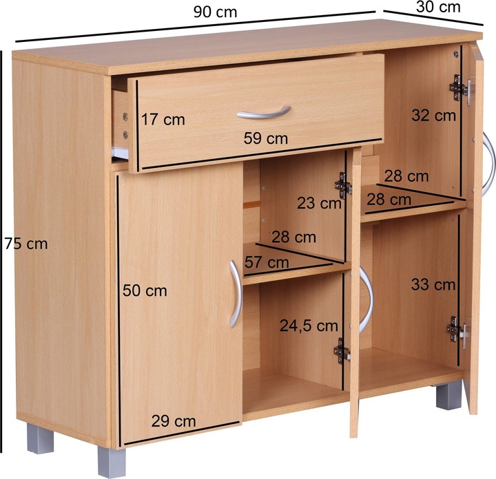 Produktbild FineBuy Sideboard Holz furniert Buche (30 x 75 cm)