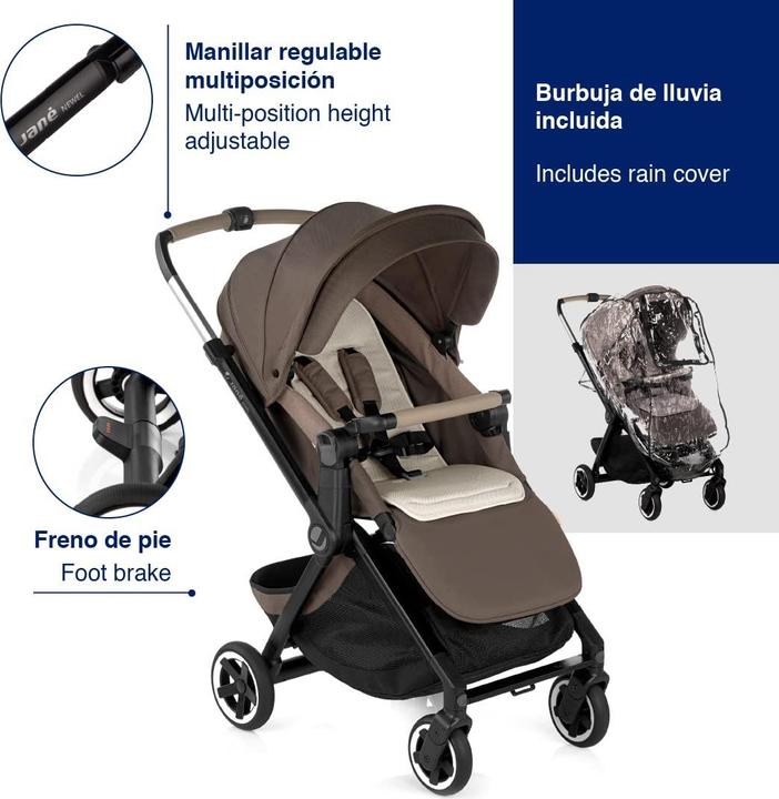 Produktbild Jané Newel Kinderwagen, ab Geburt bis 15 kg, Aluminium, kompakt faltbar, mit Tasche und Regenhaube
