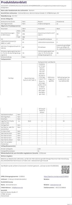 Actual product image Bomann KS 7257 (83 l)