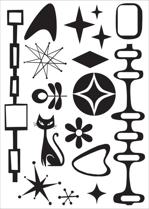 Produktbild Sizzix Studio Stempelset 15er- Pack / 3er-Set Schablonen - „Retro“ von Vic Hollins