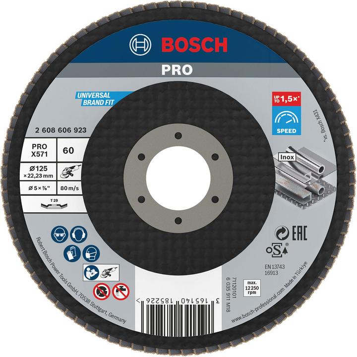 Produktbild Bosch Professional Zubehör PRO X571 Fächerschleifscheibe, 125 mm, G60 (60)