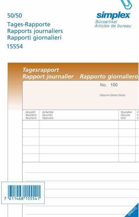Image du produit Simplex Rapports quotidiens trilingues A5 (100x)