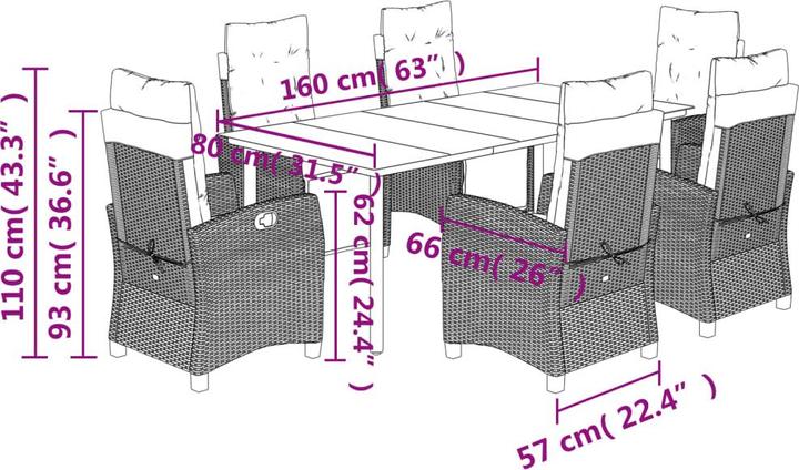 Actual product image vidaXL Garten Essgruppe (160 x 80 x 74 cm)