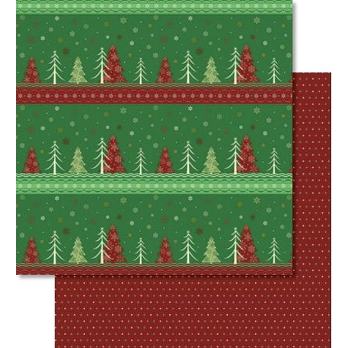 Ursus, Bastelpapier, Scrapbook Paper Winterzauber rot/grün 12x12 Zoll VE=5 Blatt (5 x)