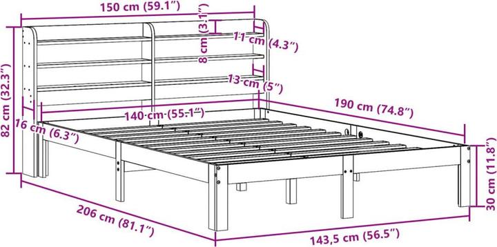 Produktbild vidaXL Bettrahmen (140 x 190 cm)