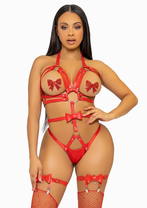 Produktbild Leg Avenue Kink Befestigter O-Ring-Gurt Teddy Gr?Sse S - Rot (S)