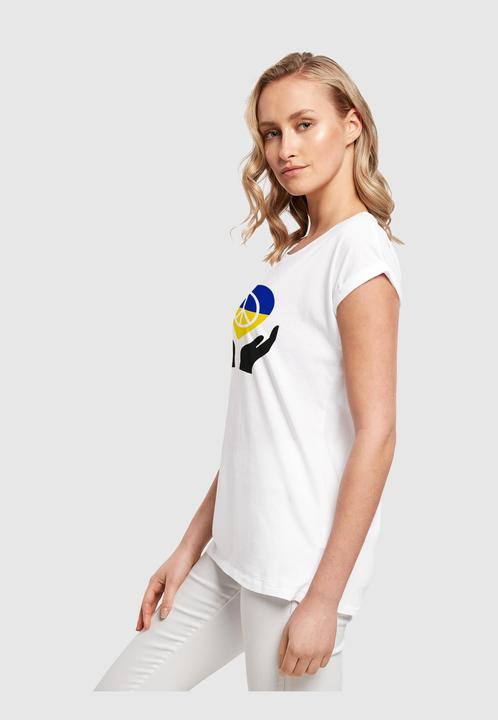 Produktbild Merchcode Ladies Peace - Hand Peace Heart Extended Shoulder T-Shirt - 161423 (S)