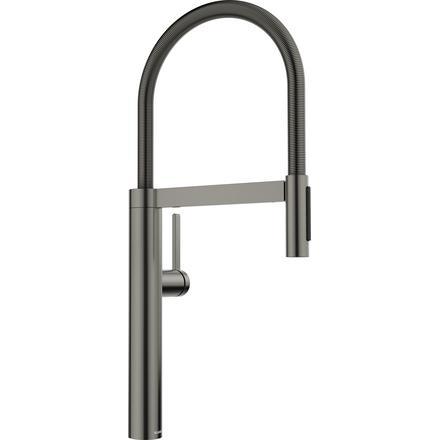 Blanco, Küchenarmatur, CULINA-S II satin dark steel Hochdruck Mit herausziehbarem Schlauch Wechsel von Klarstr