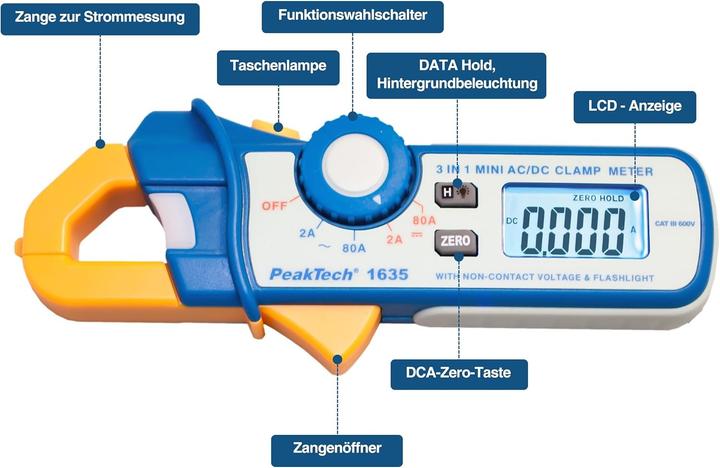Produktbild Peaktech P 1635 Stromzangenmessgerät (CAT III 600V)