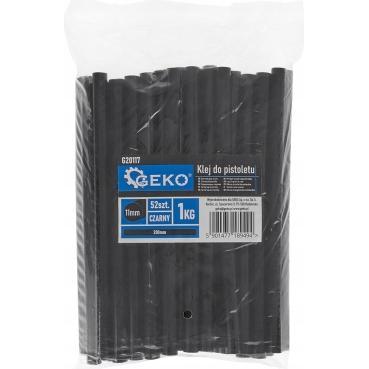GEKO, Pistola per colla a caldo, Klej do pistoletu 11mm-200mm 1kg czarny 52szt. (10/20)