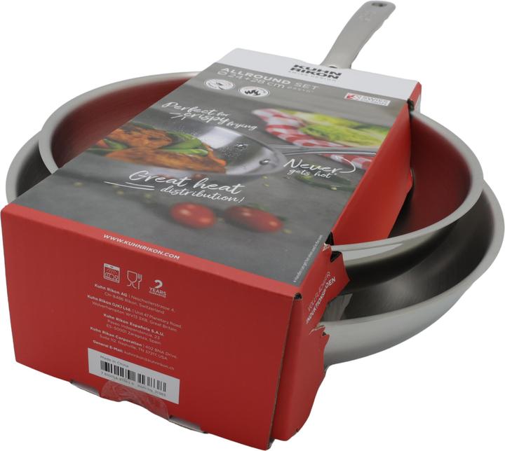 Image du produit Kuhn Rikon ALLROUND Set de poêles à frire sans revêtement Ø 24 + 28 cm (24 cm, Poêle à frire, Acier inoxydable)