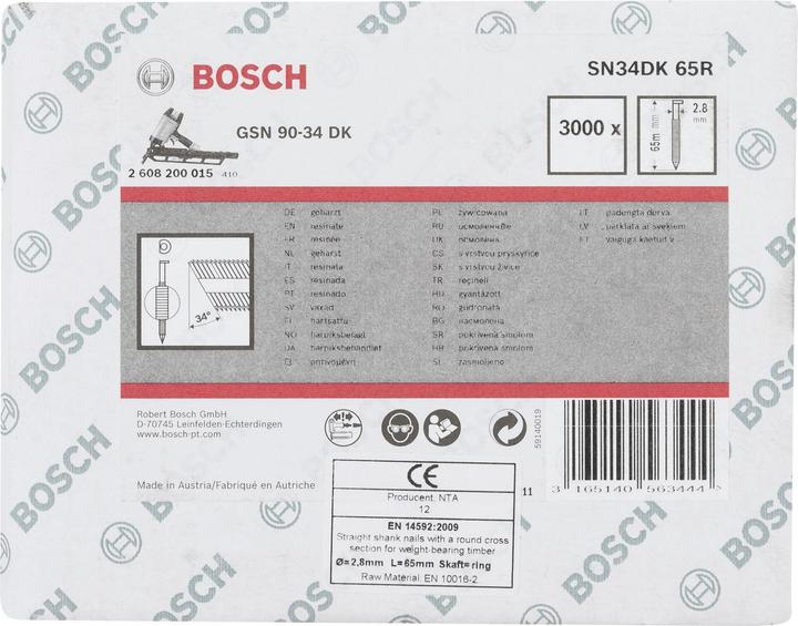 Productafbeelding Bosch Professional Zubehör D-kop stripnagel SN34DK 65