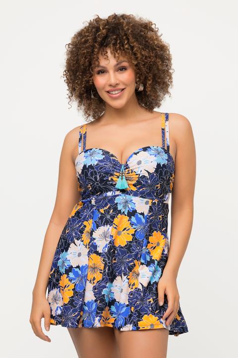 Image du produit Ulla Popken Robe de bain, bonnets souples. Imprimé à fleurs. Décolleté esprit bustier. (44)