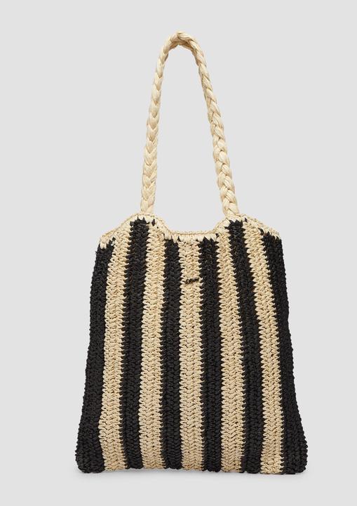 Actual product image S.Oliver Tasche Gestreifte Raffia-Tasche mit geflochtenem Henkel