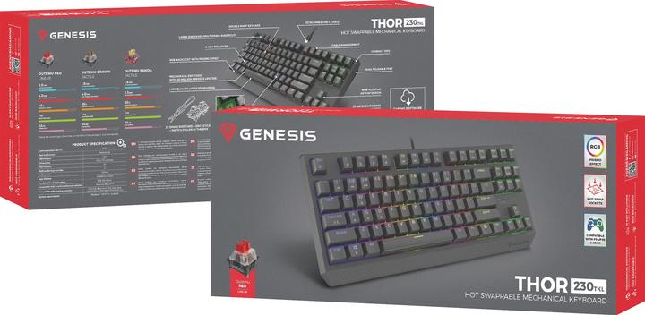 Produktbild Genesis Thor 230 TKL czarna RGB Outemu Red (US, Kabelgebunden)