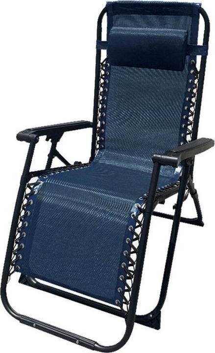 Marbueno Klappbarer Stahl Liegestuhl mit Kissen Garten und Pool 90X66X108 cm Schwerkraft Null Dunkel