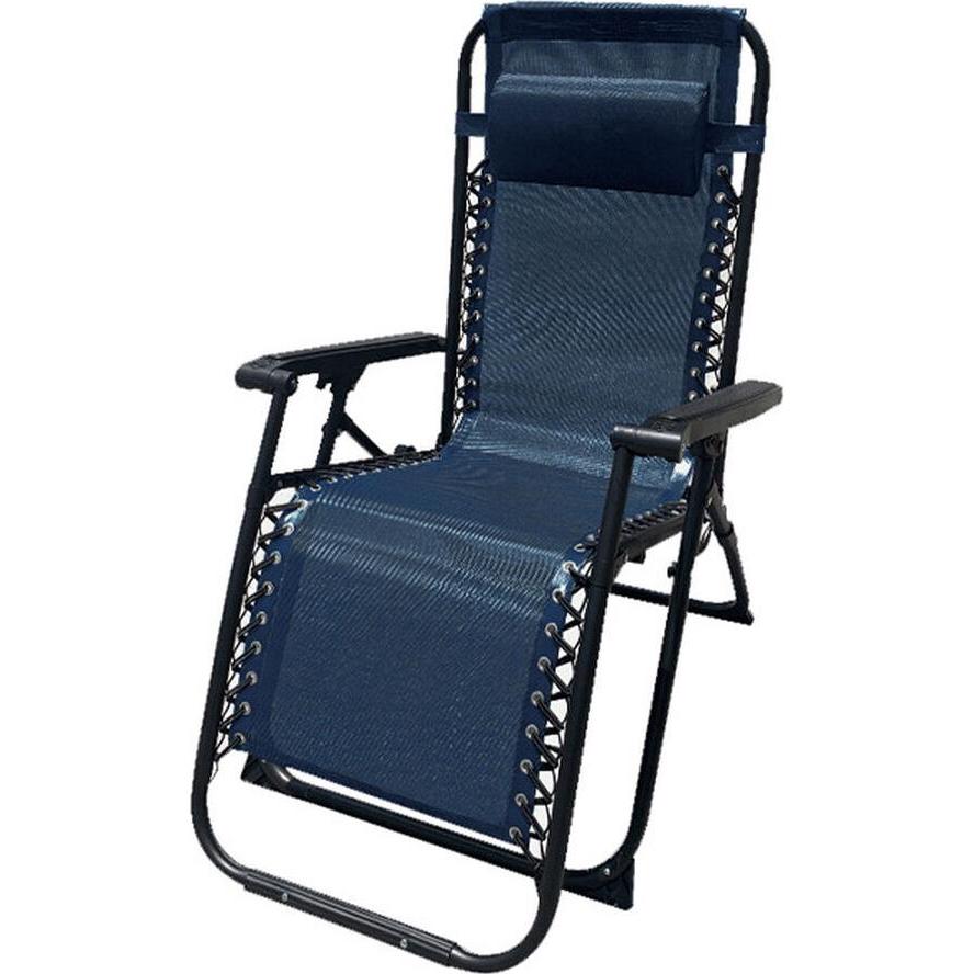 Marbueno, Liegestuhl, Klappbarer Stahl Liegestuhl mit Kissen Garten und Pool 90X66X108 cm Schwerkraft Null Dunkel (108 c...