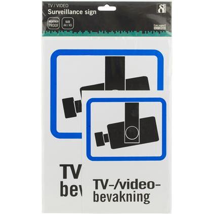 Thumbnail - Deltaco Plastskylt TV/Video-bevakning A4 & A5-storlek, SAT Zubehör, Schwarz, Blau, Weiss