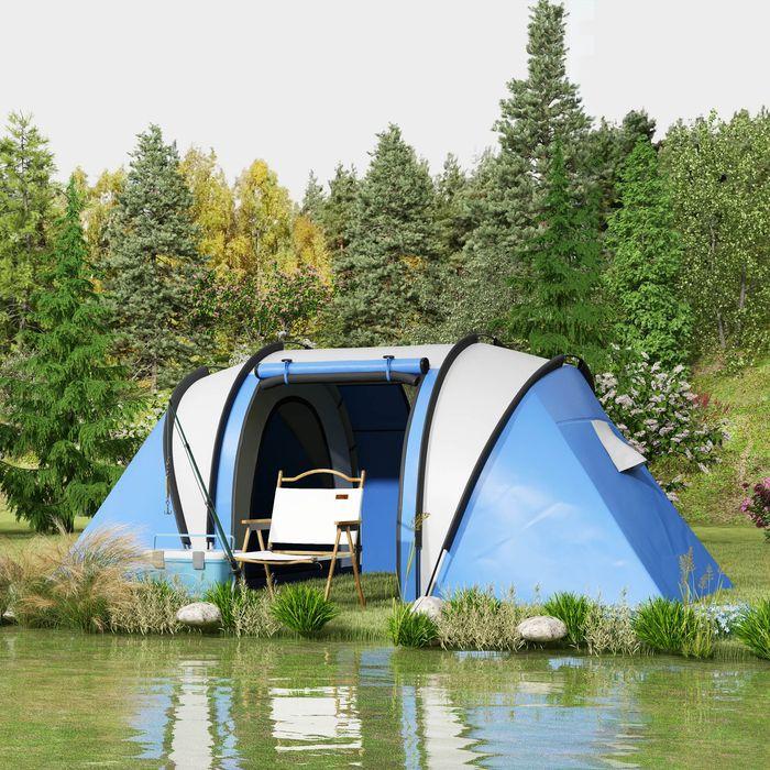 Immagine prodotto Swisshandel24 Campingzelt für 4-5 Personen leicht wasserabweisend Familienzelt mit 3 Zimmer, 3000mm WS (Tenda a tunnel, 4 persone)