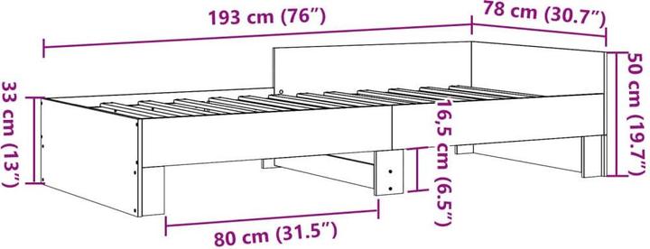 Actual product image vidaXL Bedstead (75 x 190 cm)