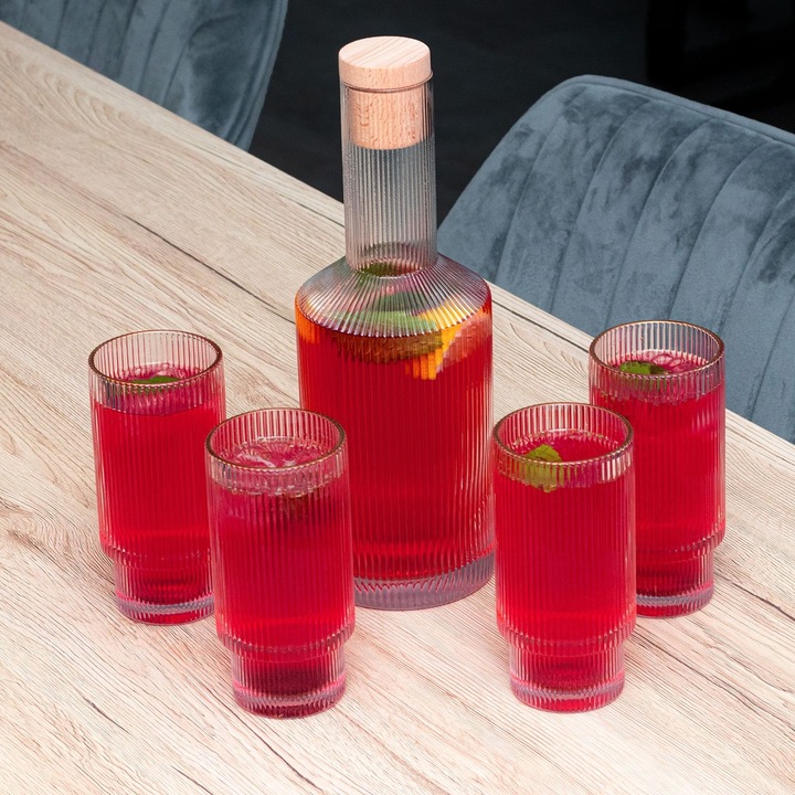 Produktbild Intirilife Glaskaraffen Set mit Korken und 4 Gläsern (1.70 l)