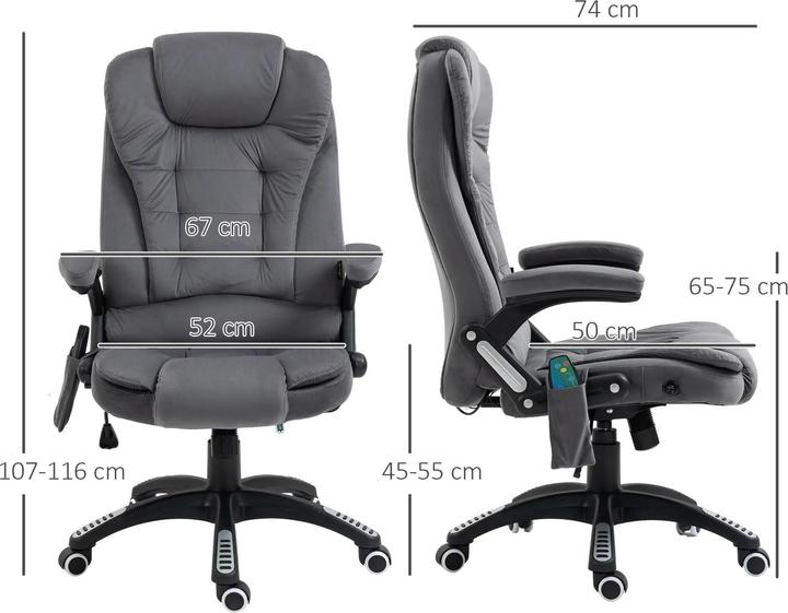 Produktbild Swisshandel24 Bürostuhl mit Massage- & Wärmefunktion, ergonomisch, Dunkelgrau (45 - 55 cm)