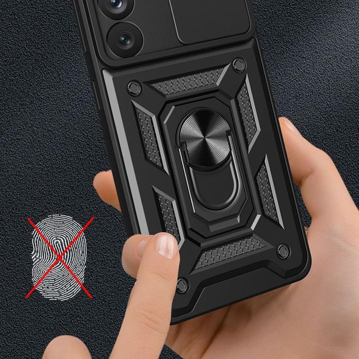 Produktbild Hurtel Hybrid Armor Camshield Hülle für Samsung Galaxy S23 Ultra Panzerhülle mit Kameraabdeckung schwarz (Samsung Galaxy S23 Ultra)