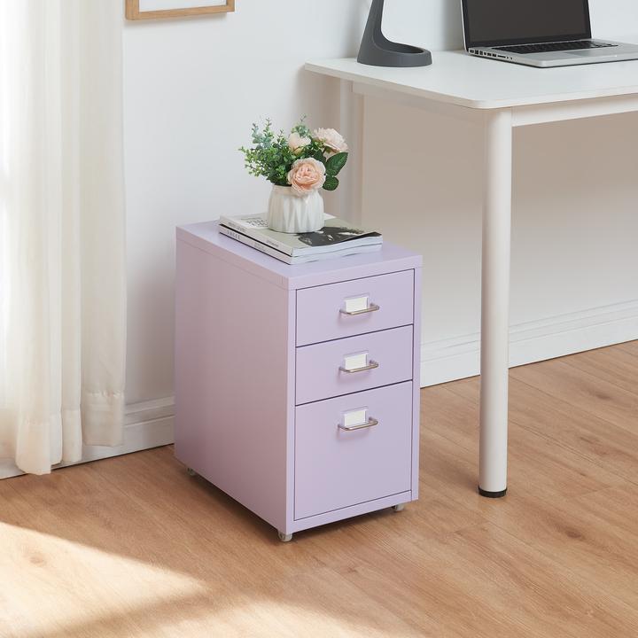 Produktbild En.Casa Rollcontainer Kökar mit 3 Schubladen 48x28x41 cm Lila (48 x 28 x 41 cm)