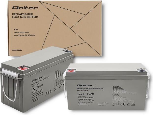 Image du produit Qoltec Batterie AGM | 12V | 150Ah | max. 2250A (12 V, 150 Ah)