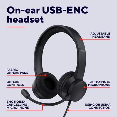 Actual product image Trust HS-260 USB-ENC PC HEADSET (Cable, USB-A)