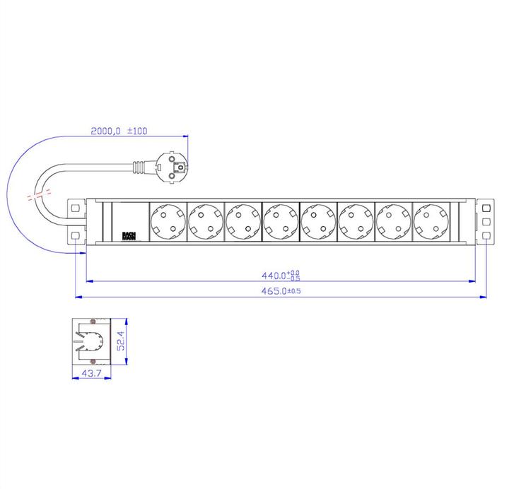 Produktbild Bachmann Verlängerungsschnur (Rack (8x, CEE 7/3, 2 m)