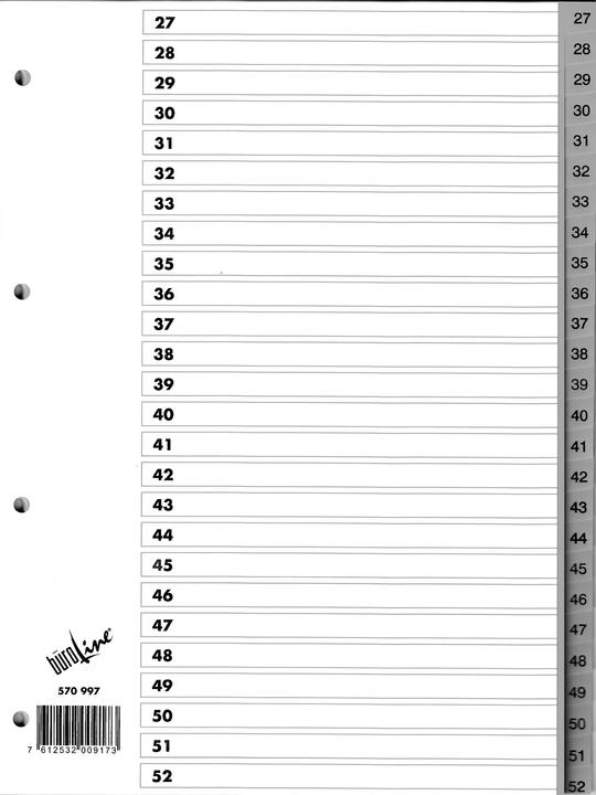 Image du produit BüroLine Registre des numéros A4 - Plastique