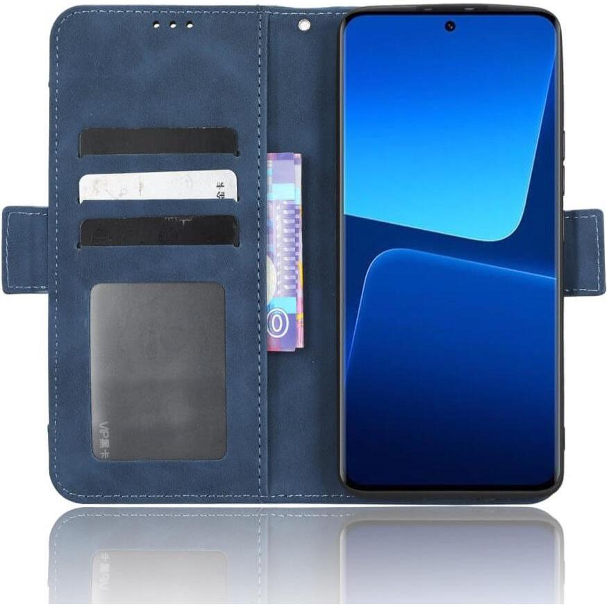 Thumbnail - Cover-Discount Xiaomi 13 - Etui mit vielen Kartenfächer blau (Xiaomi 13), Smartphone Hülle, Blau