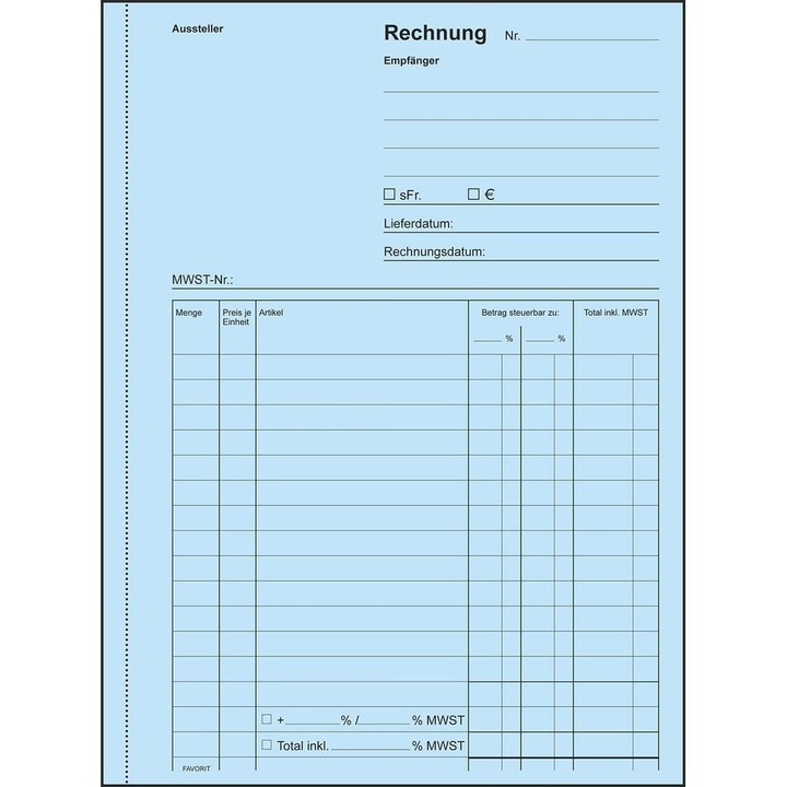 Image du produit Favorit Carnet de factures autocopiantes avec papier autocopiant (100 x)