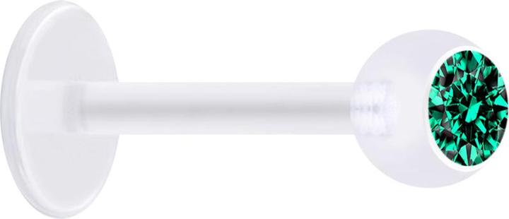 Actual product image Star Piercing Micro Labret transparent with ball and crystal turquoise (without brass, Plastic)