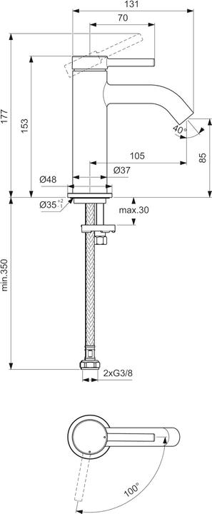 Actual product image Ideal Ceraline bathroom sink faucet with FirmaFlow cartridge, BlueStart system, and EasyFix mounting