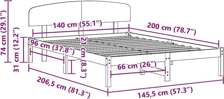 Image du produit vidaXL Moderner Bettrahmen (140 x 200 cm)
