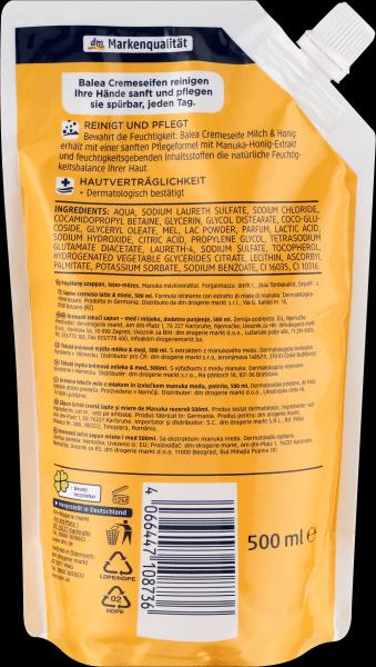 Actual product image dm Balea Milk honey (Liquid soap, 500 ml)