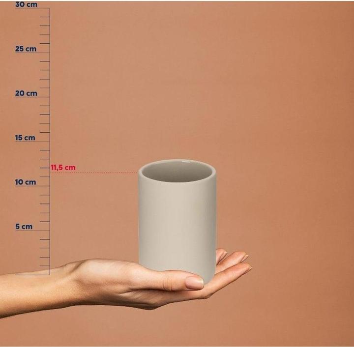 Actual product image Kela Toothbrush tumbler Sana Beige, detail colour: Beige (12 x 8.5 x 8.5 cm)
