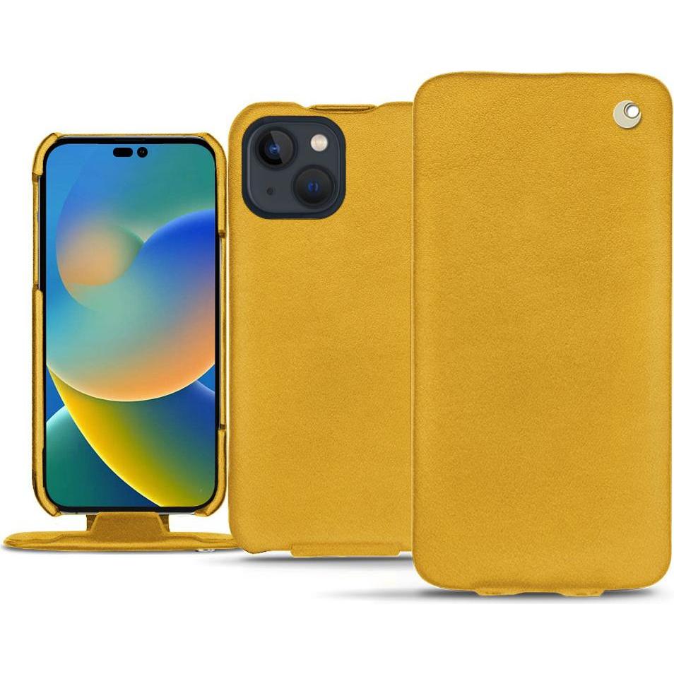Noreve Lederschutzhülle vertikal (Apple iPhone 14), Smartphone Hülle, Orange