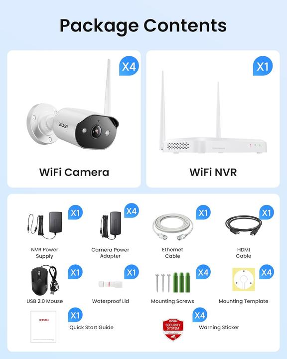 Actual product image Zosi 2K 3MP WiFi 6 Überwachungskamera-Set (8-teilig) (2560 x 1440 Pixels)