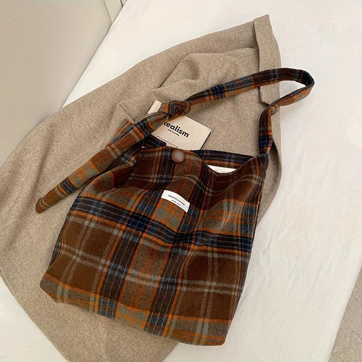 Immagine prodotto Only-Bags.Store Borsa a tracolla casual a scacchi con chiusura magnetica, tracolla regolabile e fodera in