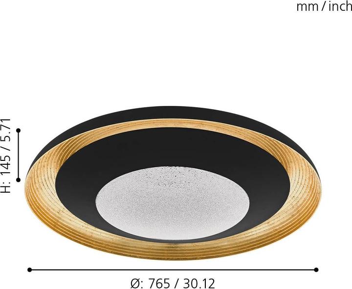 Produktbild EGLO Deckenleuchte CANICOSA 2 LED, Schwarz (4600 lm)