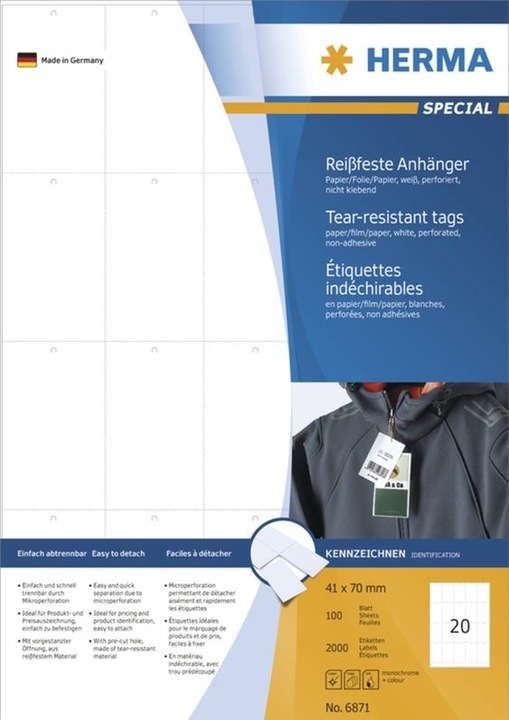 Actual product image Herma Attachment labels A4