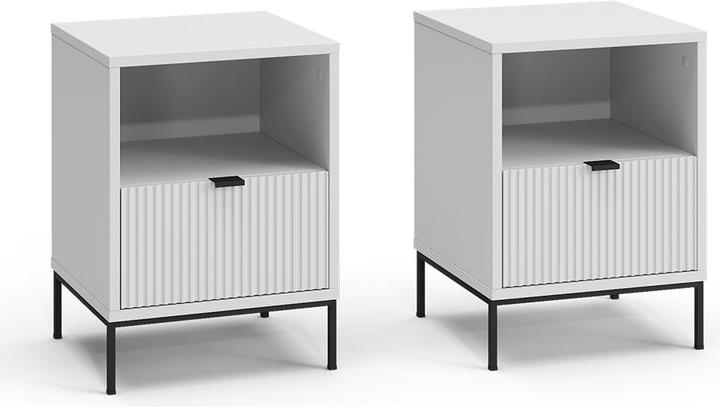 Vicco Bedside table Eliza, White, Set of 2