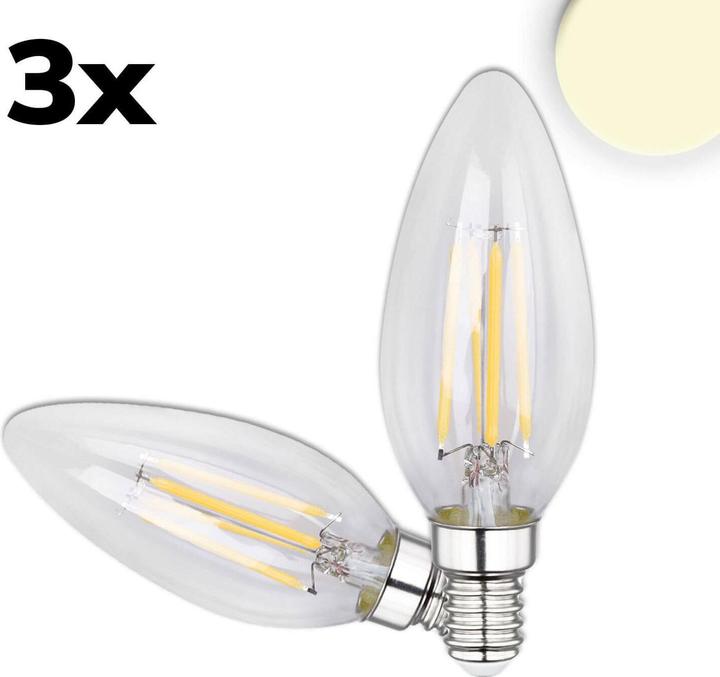 Isoled E14 LED Kerze, 4W, klar, warmweiss, 3er Pack (E14, 3x)