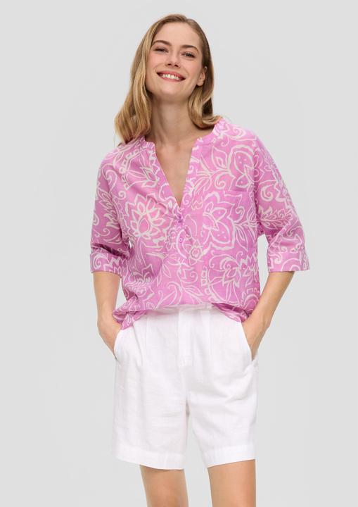 Produktbild S.Oliver Bluse Baumwollbluse mit Fledermausärmeln und floralem All-over-Print (36)