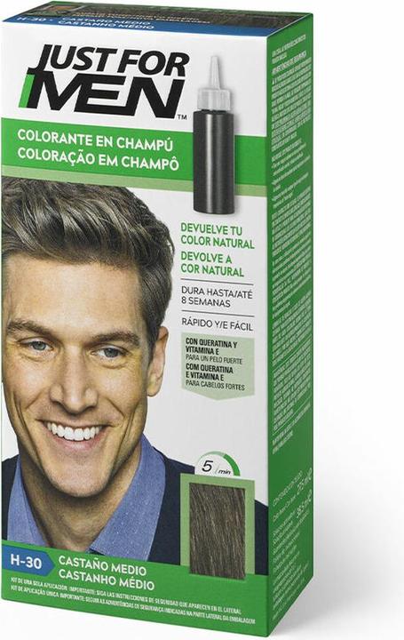 Just For Men Mittelbraunes Shampoo Farbe 30ml (30 ml, Flüssiges Shampoo)