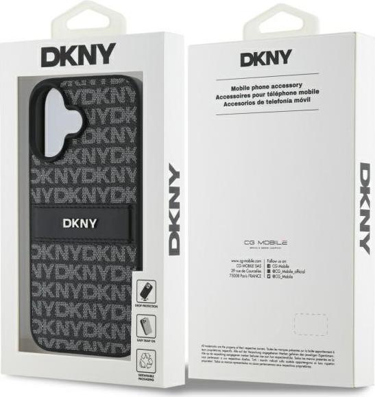 Actual product image DKNY DKHCP16SPRTHSLK iPhone 16 6.1" czarny/black hardcase Texture Pattern Tonal Stripe (Apple iPhone 16)