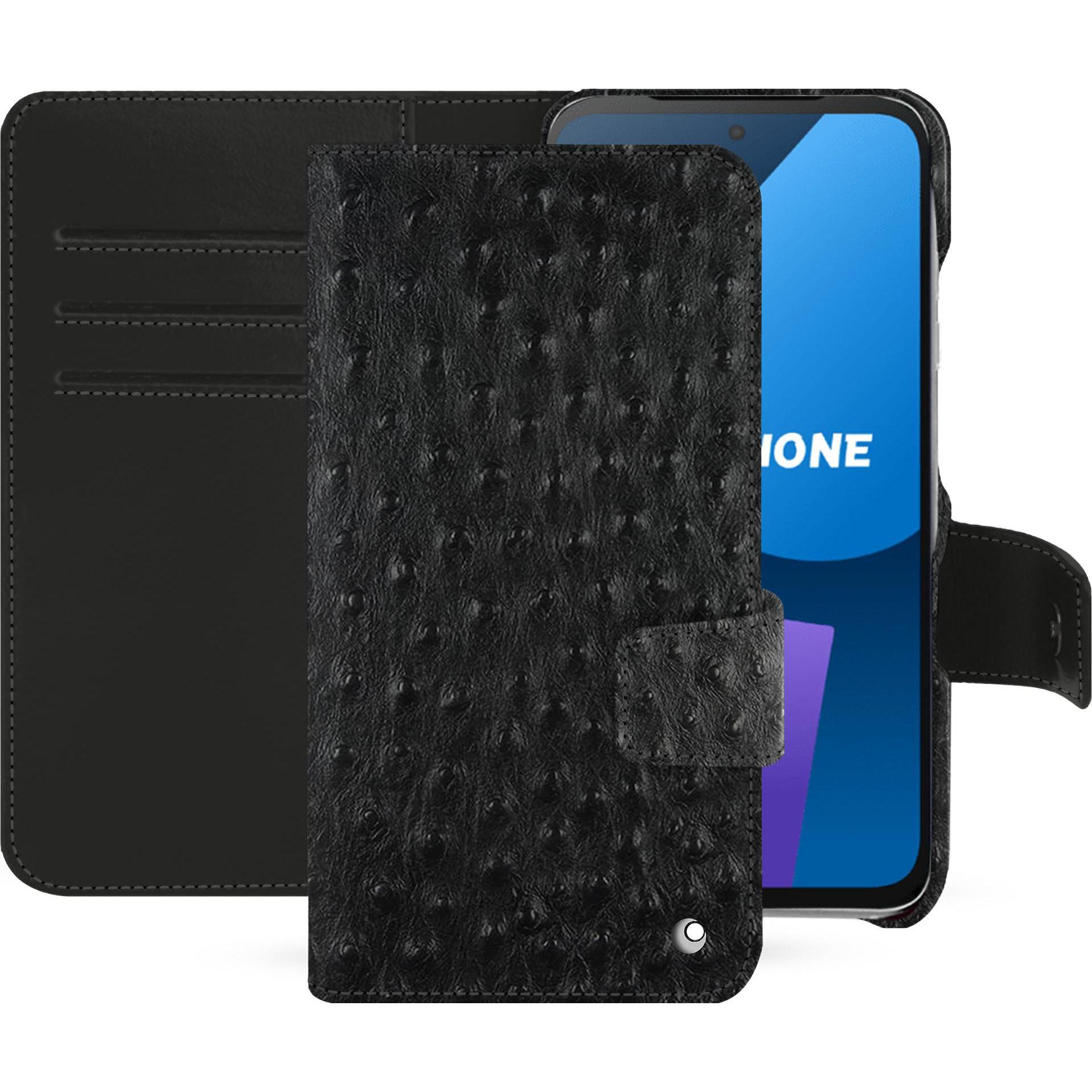 Noreve Lederschutzhülle Fairphone 5 (Fairphone 5), Smartphone Hülle, Schwarz